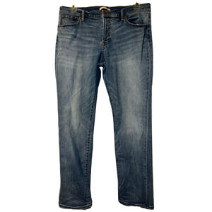 BCBG Max Azria Jeans Women's Size 32 Blue Cuffable Straight Leg Boyfriend Jean
